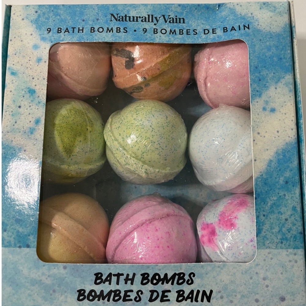 Naturally Vain 9 Piece‎ Bath Bomb Set Variety Scents New
